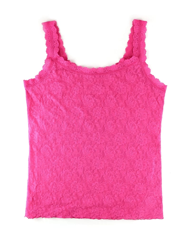 Front of a size 1X SIGNATURE LACE UNLINED CAMISOLE in INTP-INTUITION (PINK) by Hanky Panky. | dia_product_style_image_id:272631